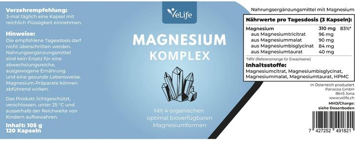 Nutritional values and ingredients VeLife Magnesium complex (1 pcs., Capsules, 143 g)