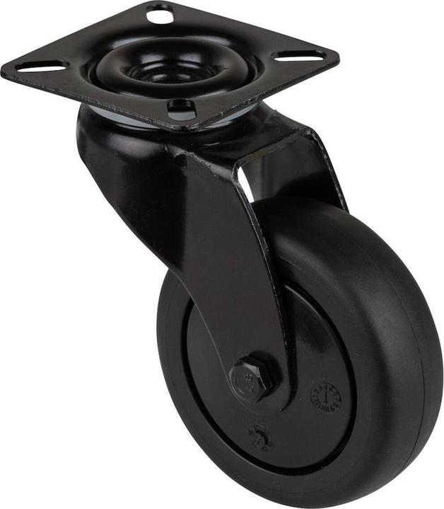 Produktbild BS Rollen Lenkrolle Rad-Ø 75 mm Tragfähigkeit 60 kg mit Anschraubplatte Kugellager Gummi schwarz