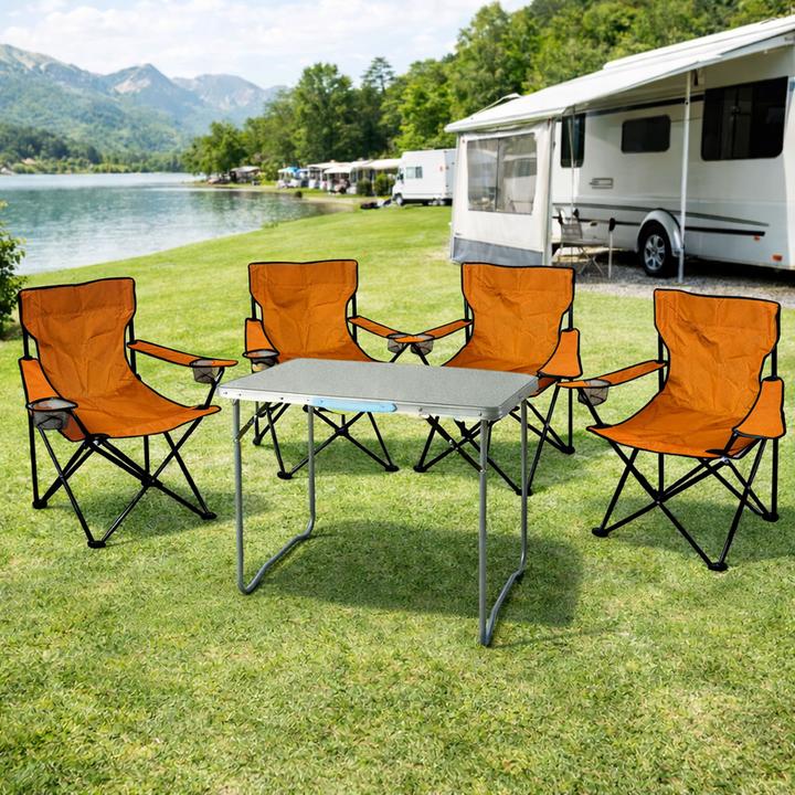 Actual product image Mojawo 5-teiliges Campingmöbel Set orange XL Tisch Campingstühle Tasche