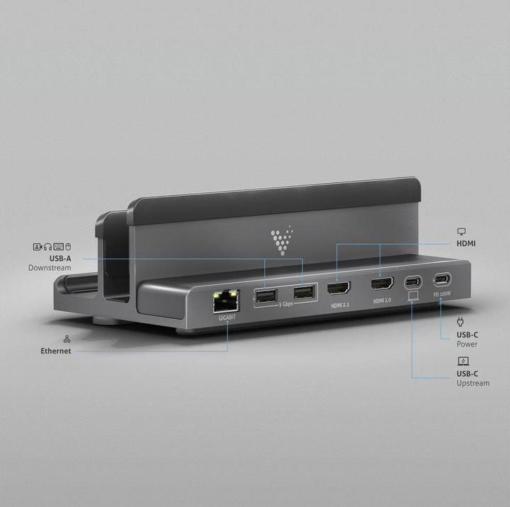 Produktbild Purelink Vuelogic - Dockingstation - DS100 - Multifunktions-USB-C-Dockingstation mit Laptop-Ständer - 8K-Unt (USB-C, 7 Ports)