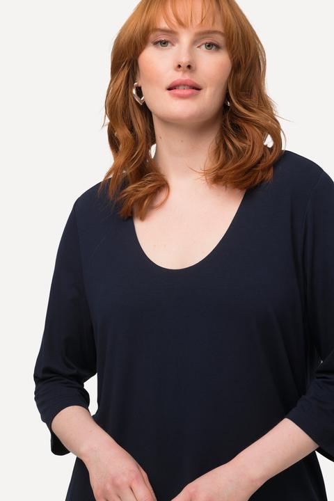 Produktbild Ulla Popken Shirt, tiefer Rundhalsausschnitt, 3/4 Arm (42, 44)