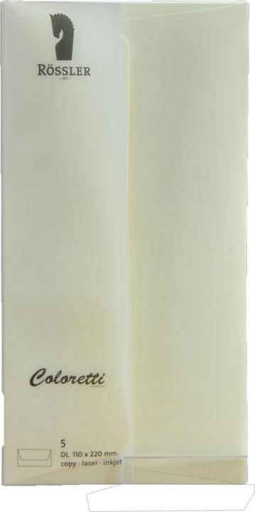 Image du produit Magni 220702512 - Coloretti Enveloppes, 80 g/m², DIN long, crème, 5 pièces (220 x 110 mm, 5 x)