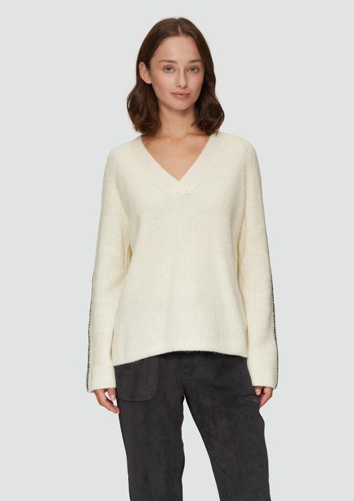 Produktbild s.Oliver Strickpullover Strickpullover mit V-Ausschnitt und Kontrast-Details (42)