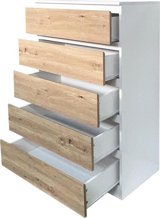 Produktbild HTI-Living Kommode 5 Schubladen Thekla Weiss-Artisaneiche (70 x 110 x 40 cm)
