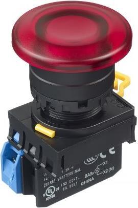Produktbild Idec YW22mm PBI mush momt 1NO LED 24V red