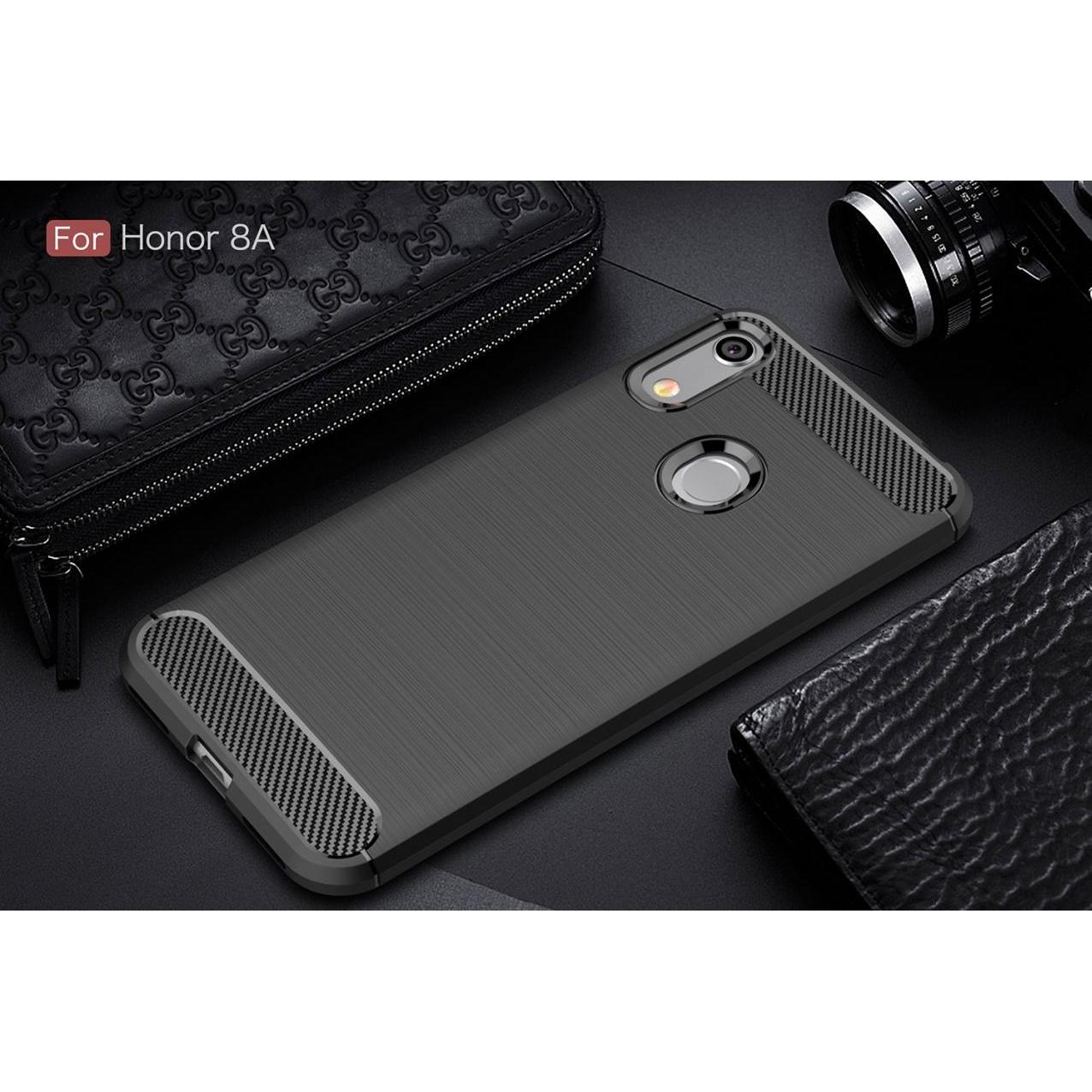 Thumbnail - Screenguard Honor 8A Hülle Carbon Brushed Soft TPU (Honor 8A), Smartphone Hülle, Schwarz