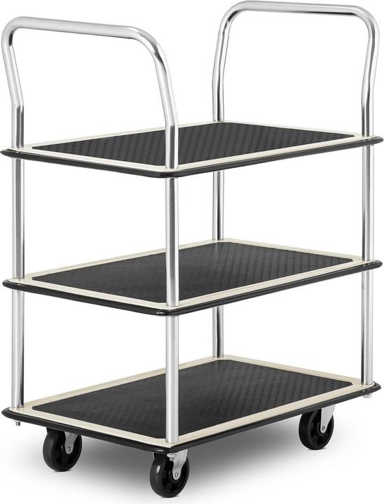 MSW Etagenwagen 150 kg Transportwagen 3 Ebenen je 72 x 43 cm Handwagen Lagerwagen (150 kg, 3)
