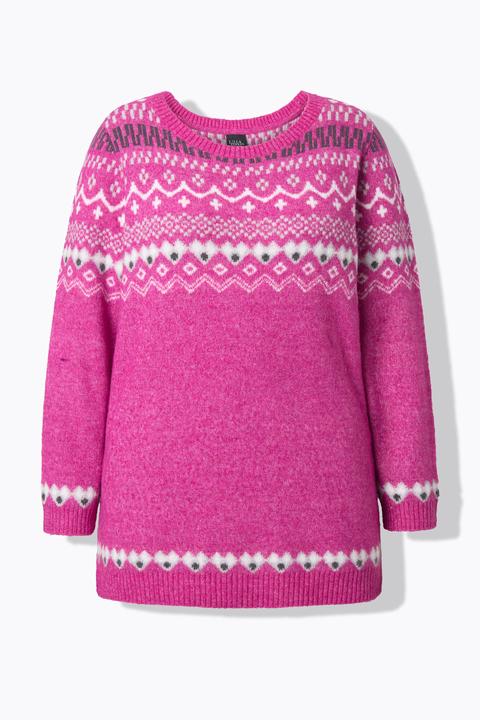 Produktbild Ulla Popken Norweger-Pullover, Rundhals, Langarm, weicher Strick (56)