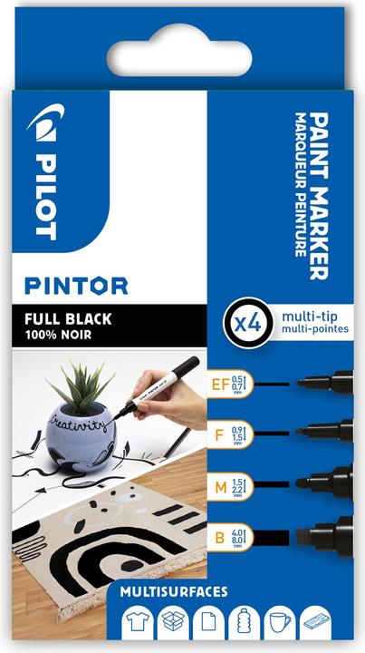 Produktbild Pilot Pintor Set à 4 (Black, White, 8 mm, 4 x)