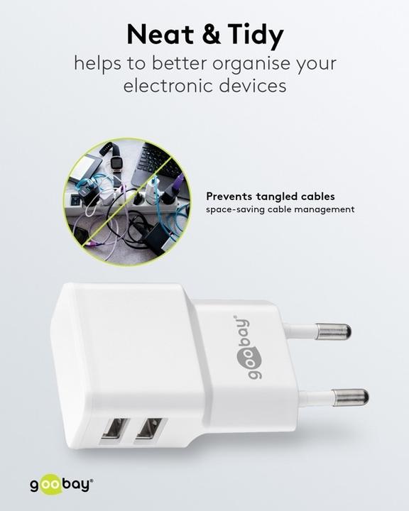 Immagine prodotto Goobay USB-Ladegerät 2-fach (12 W, 2 porte)