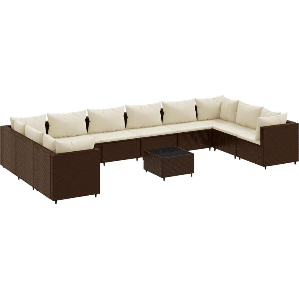 VidaXL, Gartenlounge, Gartenmöbel Lounge Set Sitzgruppe Sofa Garnitur 11-tlg. Braun Poly Rattan