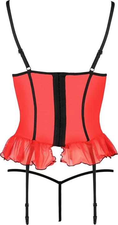 Image du produit Passion Corset à volants avec bonnets ouverts plus string (M, S)