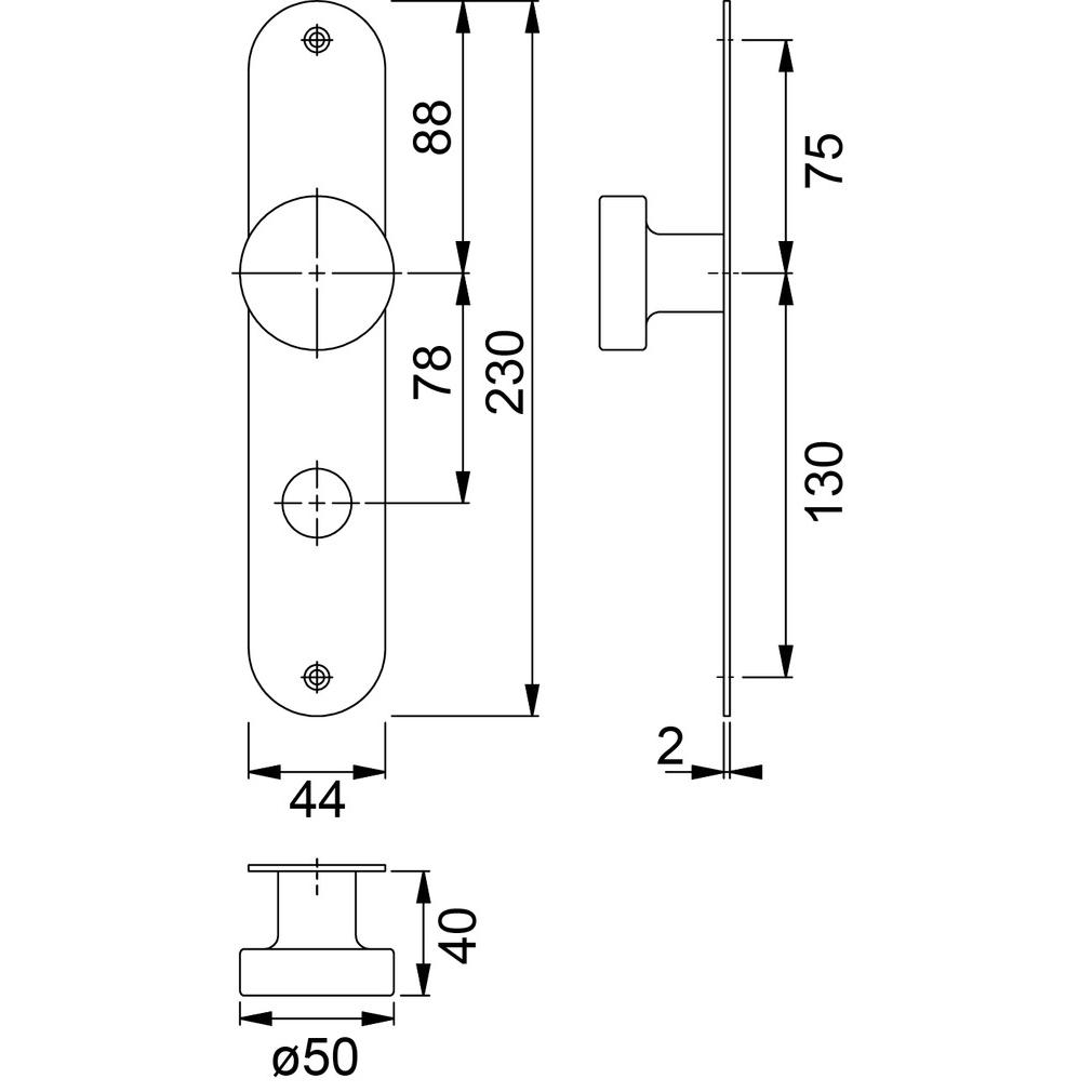 Thumbnail - Hoppe, Türgriff + Fenstergriff, Knopfschilder E58/353FL (Türknopf)