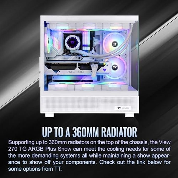Actual product image Thermaltake View 270 Plus TG ARGB Snow Mid Tower Chassis (ATX, mATX, Mini-ITX, E-ATX)