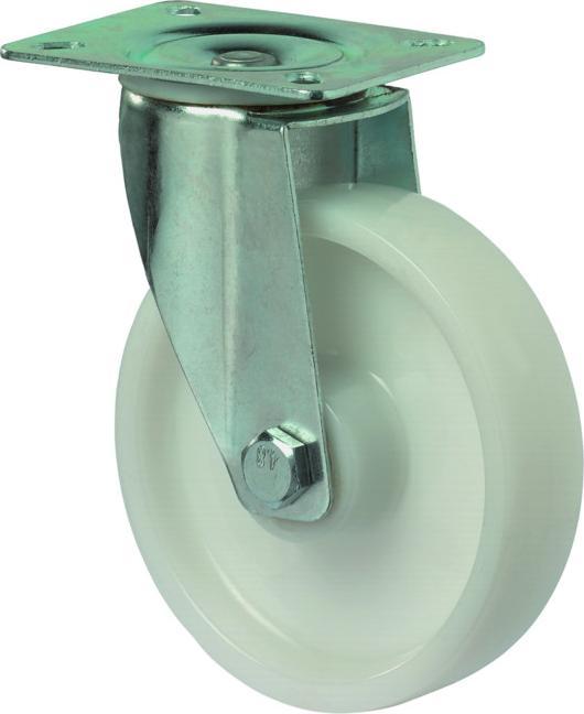 Actual product image BS Rollen Heavy duty swivel castor Wheel Ø 125 mm Load capacity 300 kg Plastic plate L105xW85 mm