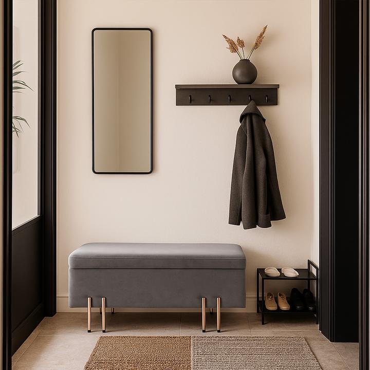 Produktbild En.Casa Sitztruhe Dals Samt 118x40x42 cm Grau (118 cm)