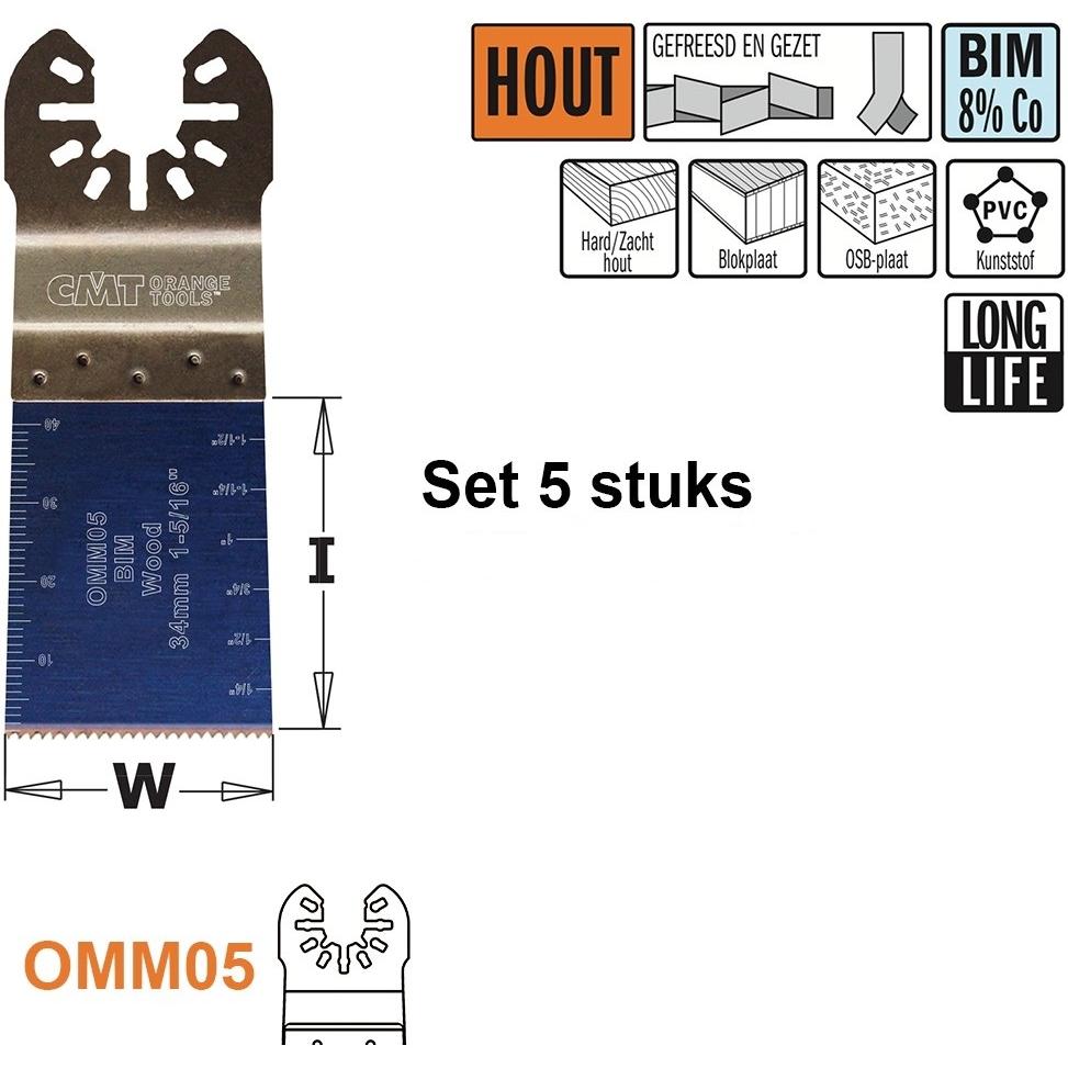 CMT, Lama, OMM05-x5 Multitool Sägeblatt für Holz 34 mm 5 Stück