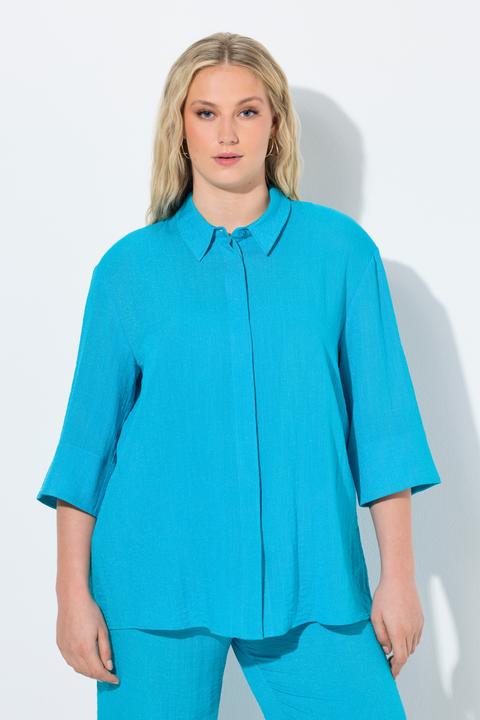 Immagine prodotto Ulla Popken Camicia con viscosa, collo da camicia e maniche a 3/4 (46, 48)