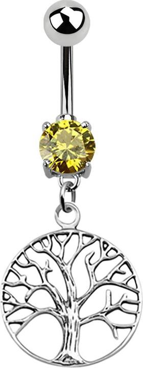 Image du produit Star Piercing Banane argent avec pendentif arbre jaune (sans laiton, Acier chirurgical 316L, Argent sterling 925)