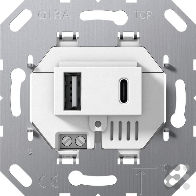 Actual product image Gira USB Power Supply 2f Type A/C 234900 Insert White