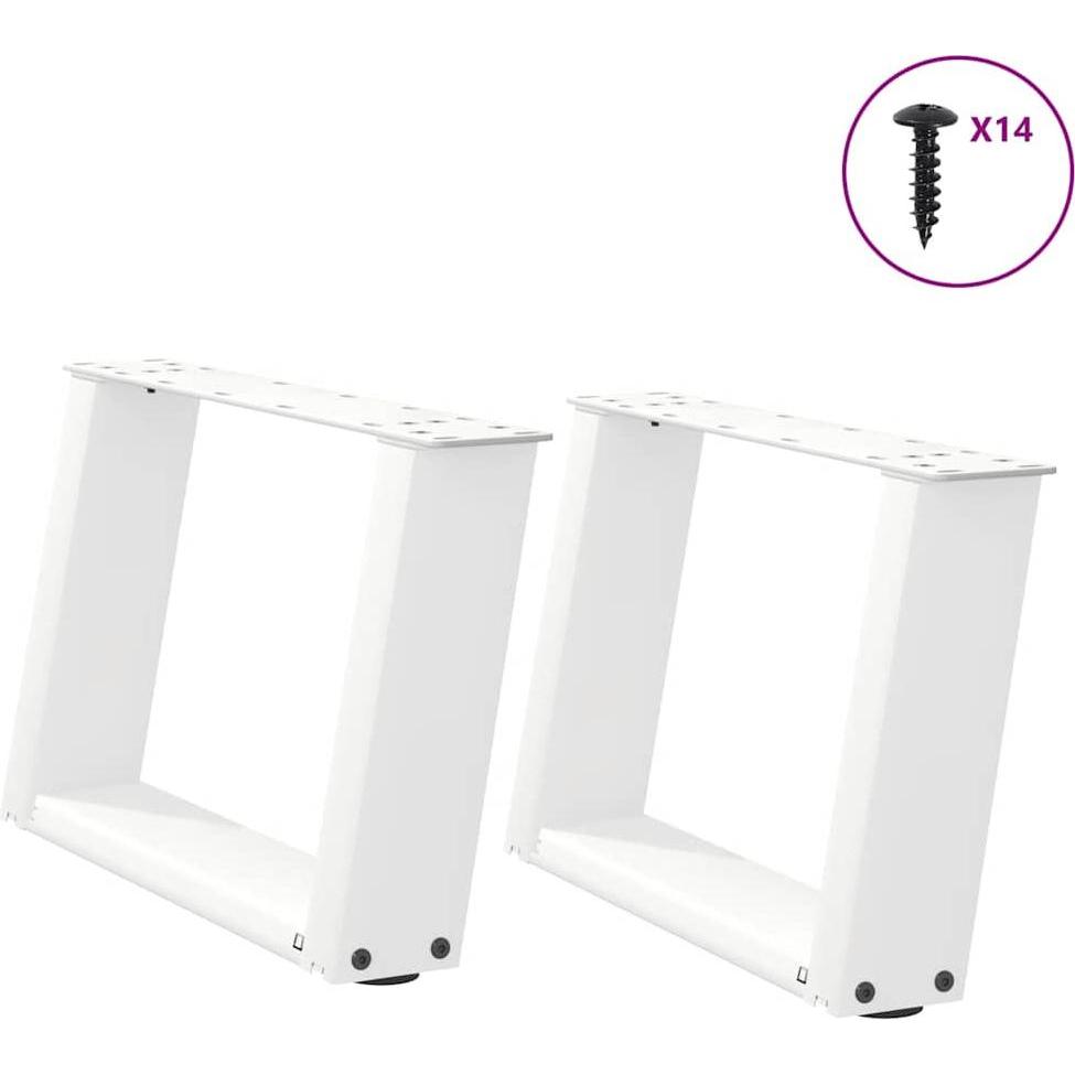 Thumbnail - VidaXL, Tischbeine + Tischgestell, Couchtischbeine U-Form 2 Stk. Weiss 50x(30-31) cm Stahl Tischbein