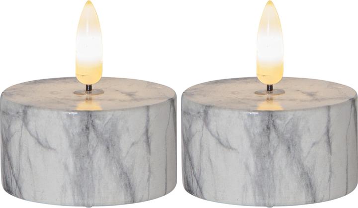 Produktbild Star Trading LED-Teelichter Flame Marble, 2 Stk. 5.5 cm x 6 cm, Grau (2 x)