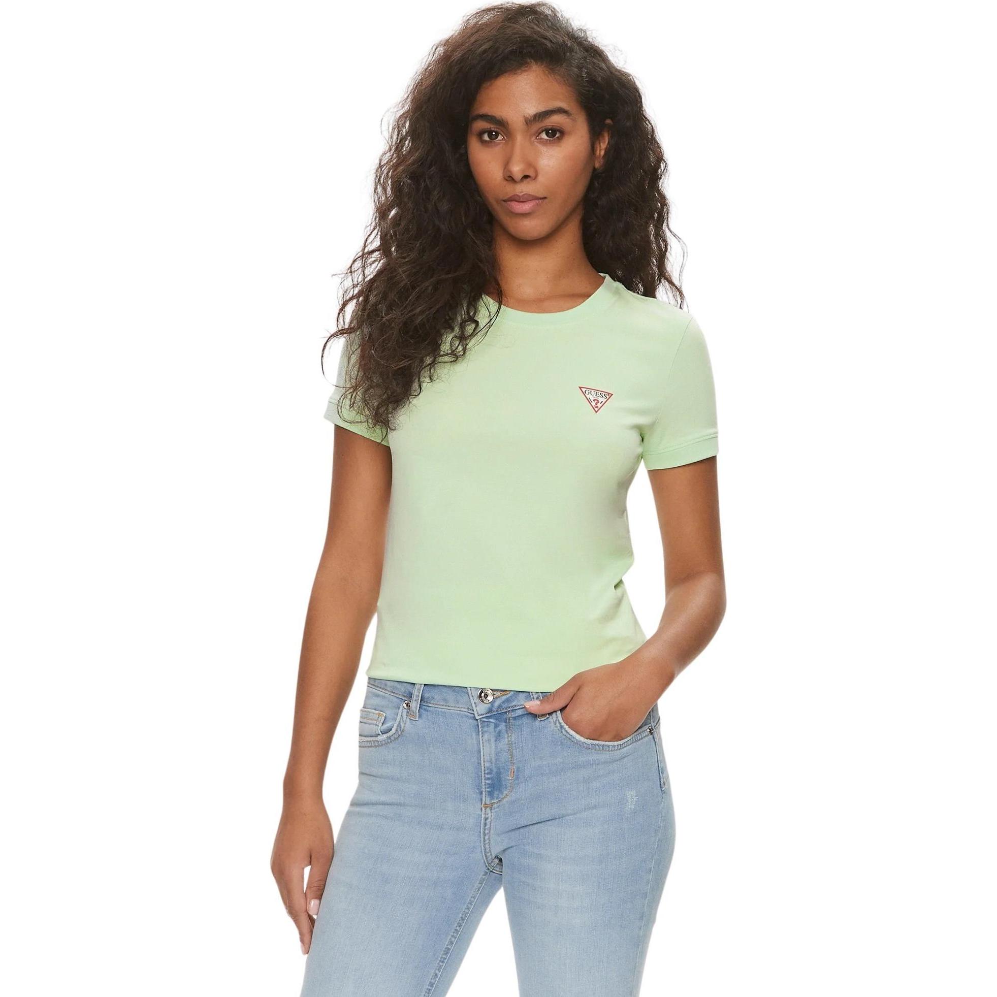 Guess, Damen, Shirt, t-shirt mini triangle, Gelb, (XL)
