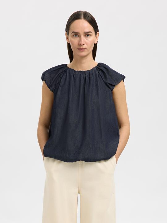 Image du produit Selected Femme Denim Oberteil mit Puffärmeln (34)