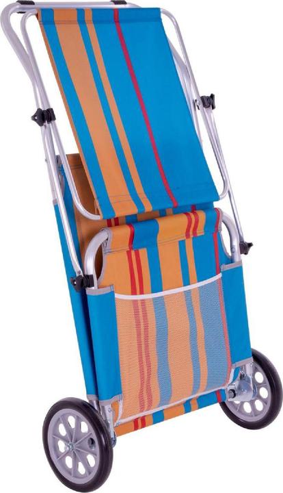 Produktbild VCM Strandliege Sonnenliege Transportliege Gartenliege mit Räder und Sonnendach Bunt (113 cm)