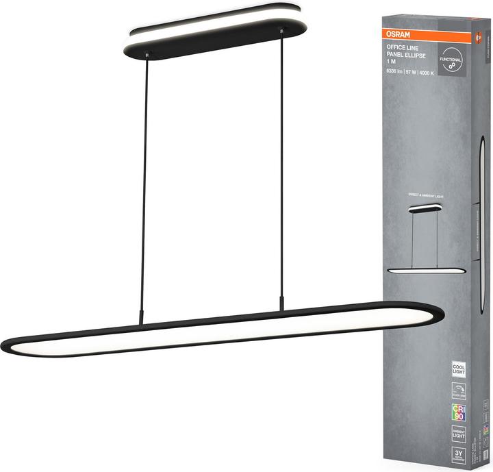 Produktbild Osram LED Deckenleuchte OFFICE LINE PANEL ELLIPSE 57W 940 Black Dimmbar Neutralweiss 4099854464874 (2700 lm)