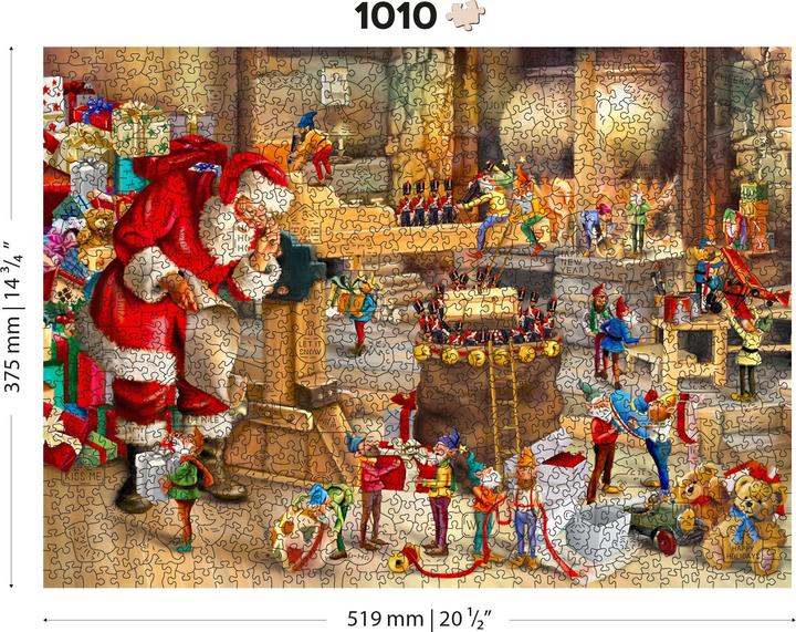 WoodenCity WOODEN CITY Santa’s Workshop 1000 Wooden Puzzle Jigsaw Puzzle with unique shapes (1000 Teile)