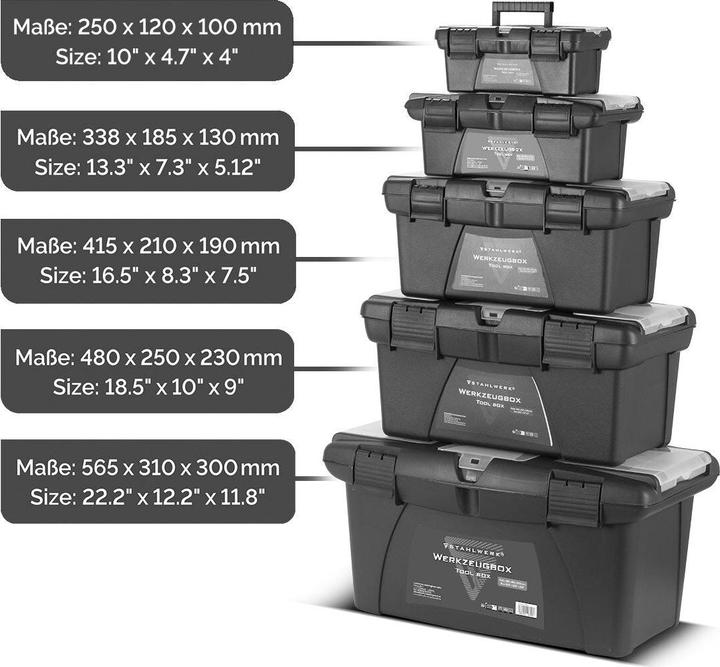 Produktbild Stahlwerk Toolbox Set mit 5 leeren Werkzeugkisten Modul-System Werkzeugkasten (5 Teile)