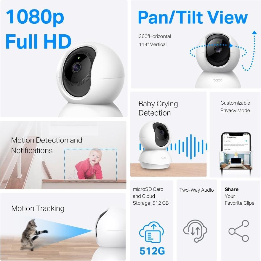 Thumbnail - TP-Link Tapo C200P2 (1920 x 1080 Pixels), Netzwerkkamera, Weiss