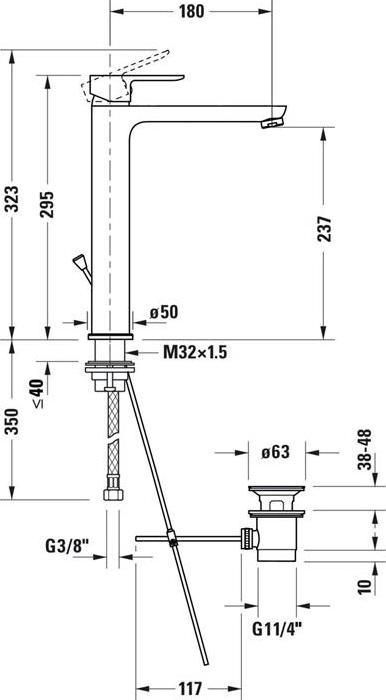 Produktbild Duravit EH-WT-MI A.1 XL ohne Zugstangen-Ablaufgarnitur chrom