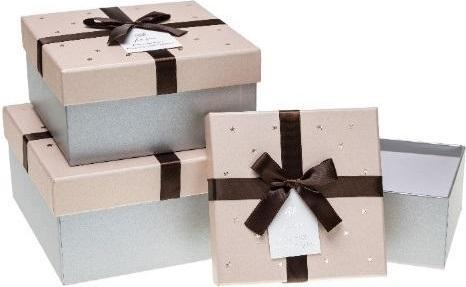 Actual product image Teka Geschenkbox mit Schleife, 3 Stück, Silber ROSETT (Gift box, 3 x)