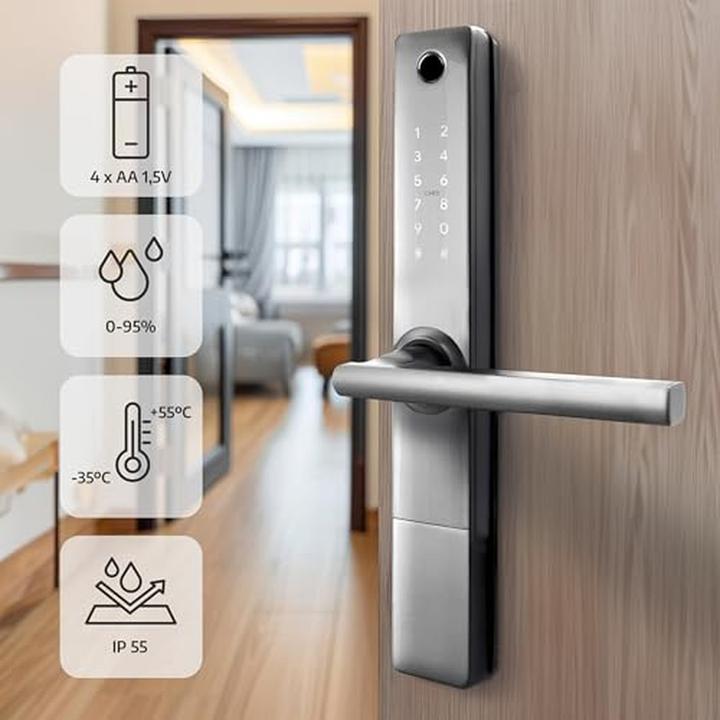 Produktbild Eura Griff mit Zutrittskontrolle ELH-20H4 silber (Fingerabdruck, Bluetooth, Elektronische Zahlenkombination, Schlüsselkarte)
