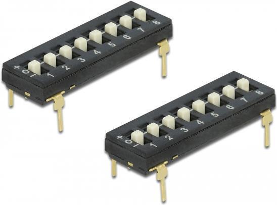 Image du produit Delock Commutateur DIP Tri-State 8 positions 2,54mm grille THT verticale noir 2 pièces