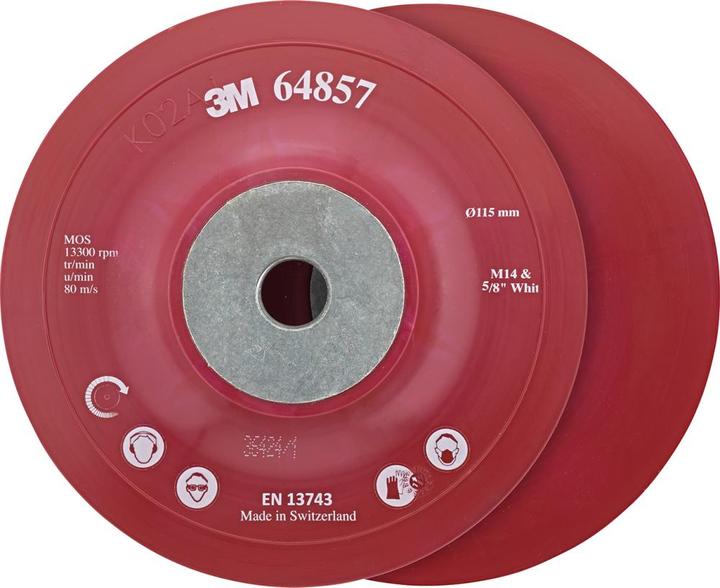 Produktbild 3M Hochleistungs-Stützteller, rot, 115 mm, M14, flach, weich, 1 Stück / Karton (60)