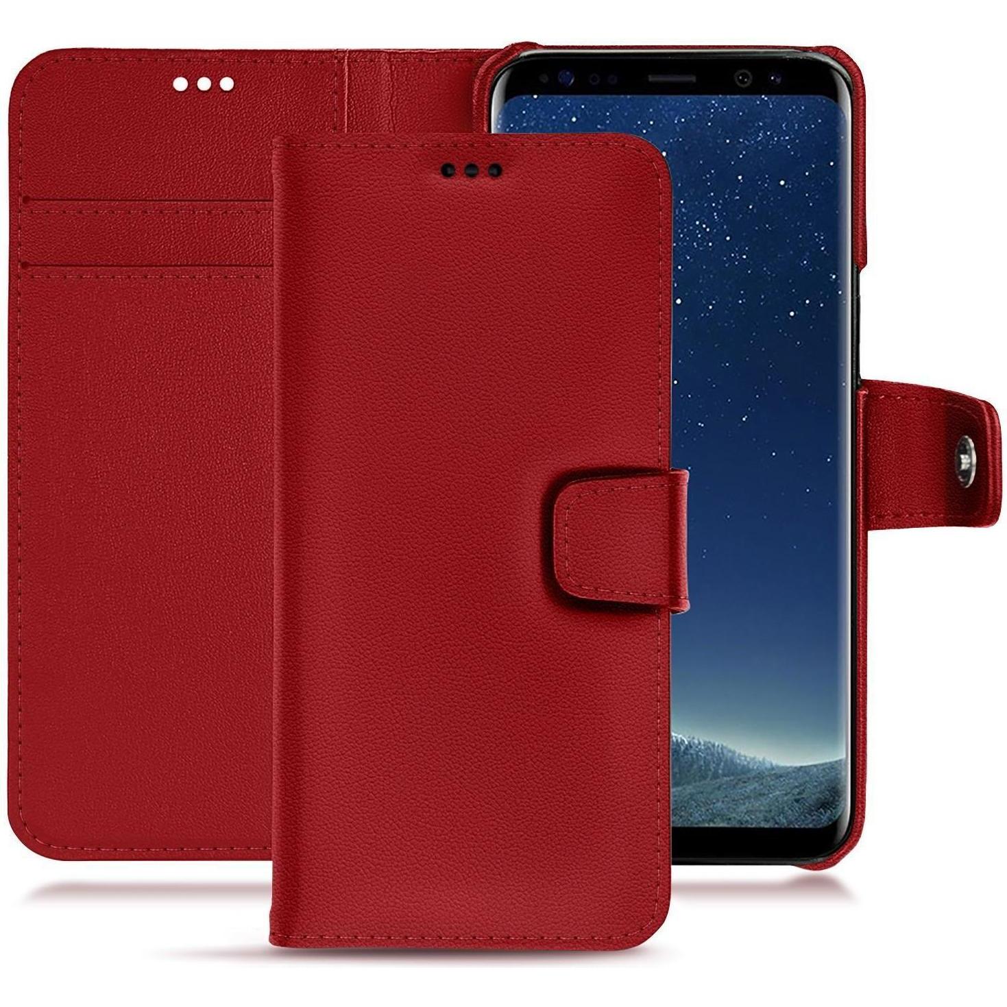 Noreve Lederschutzhülle Wallet (Samsung Galaxy S8), Smartphone Hülle, Rot
