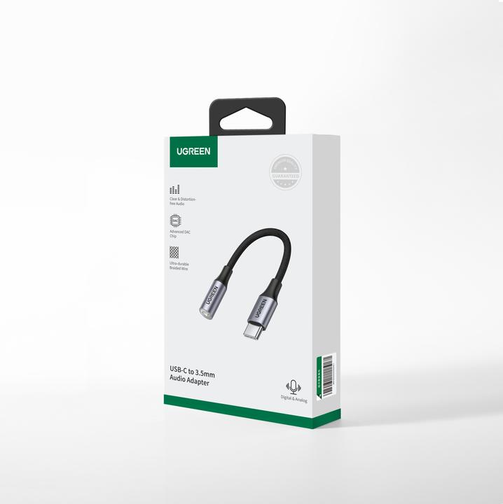 Actual product image Ugreen USB-C to 3.5mm Jack Adapter with IPAD Pro and Samsung Note 10 Support (USB Type C, 3.5mm jack)