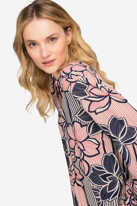 Actual product image Laurasøn Pinstripe Floral Long Sleeve V-Neck Blouse (L)