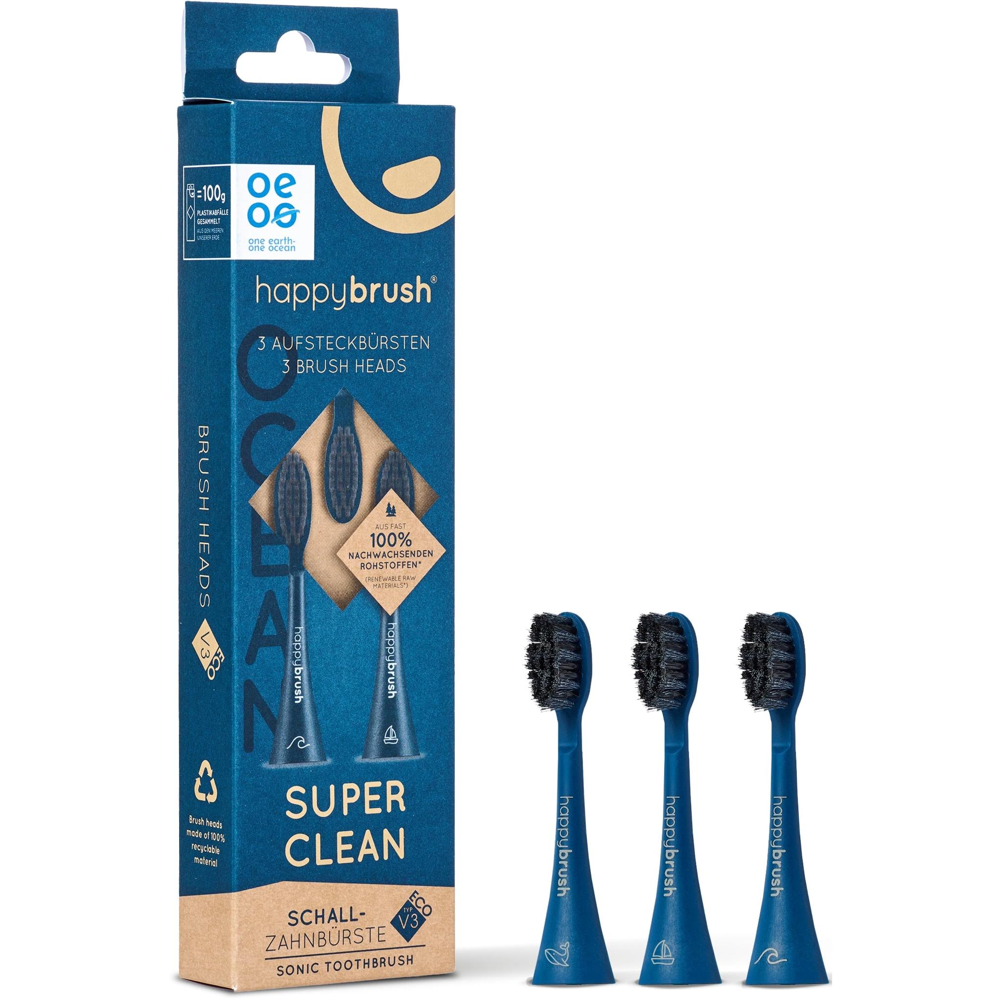 happybrush, Zahnbürstenkopf, Aufsteckbürsten (3 x)