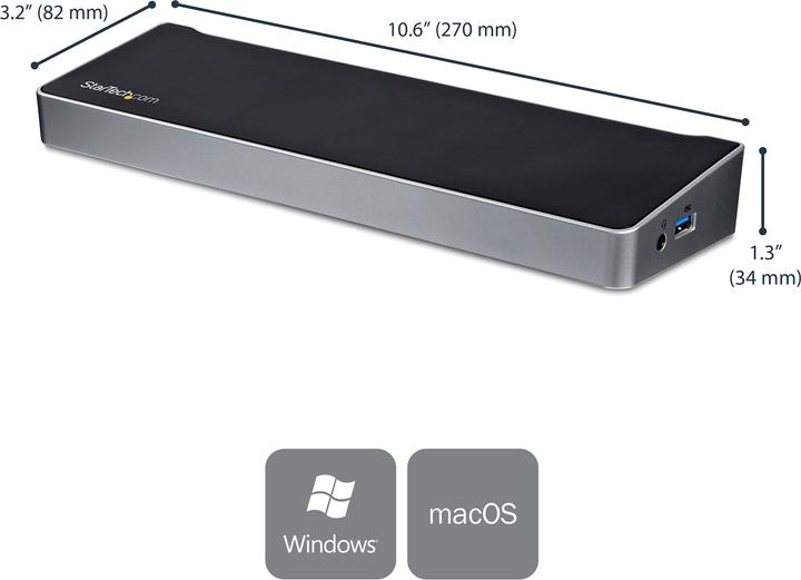 Actual product image StarTech Triple Monitor 4K USB-C Docking Station (USB-C, 6 ports)