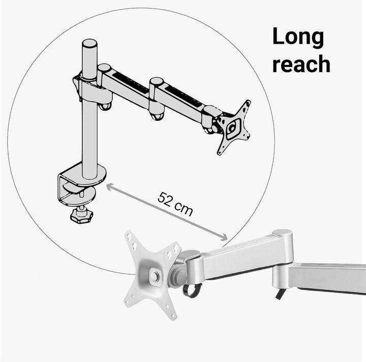 Actual product image Desq LCD monitor arm |49 cm|13kg max |panel clamp |Vesa 100/75 | Zilver (13 kg)