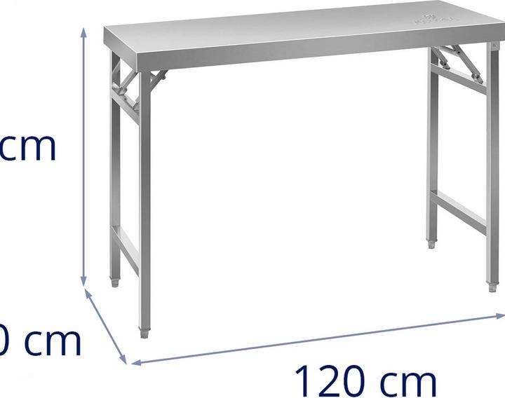 Immagine prodotto Royal Catering Tavolo inox pieghevole - 120 x 60 cm - Acciaio inox (120 cm, 120 cm)