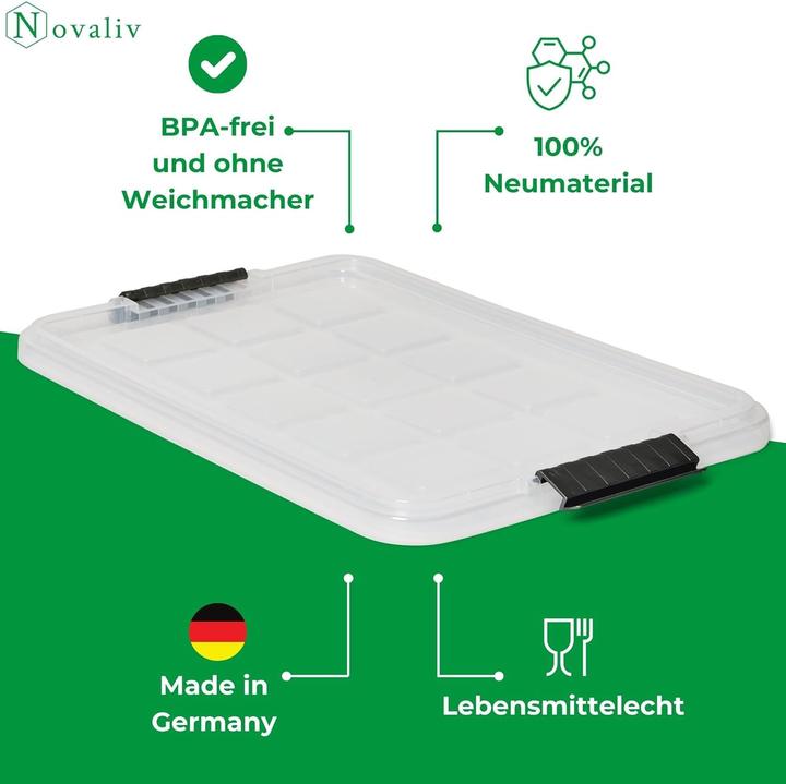 Image du produit Novaliv 10x couvercles de rechange 27 litres avec fermeture à clip 46,5x36,5 cm transparent (36.50 cm, 27 l, 1x)