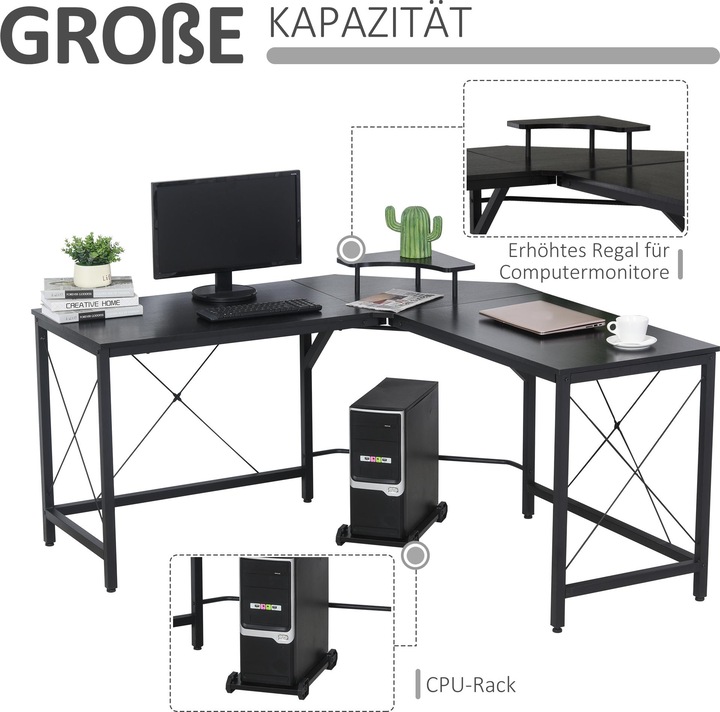 Produktbild Homcom Eckschreibtisch (150 x 150 x 76 cm)
