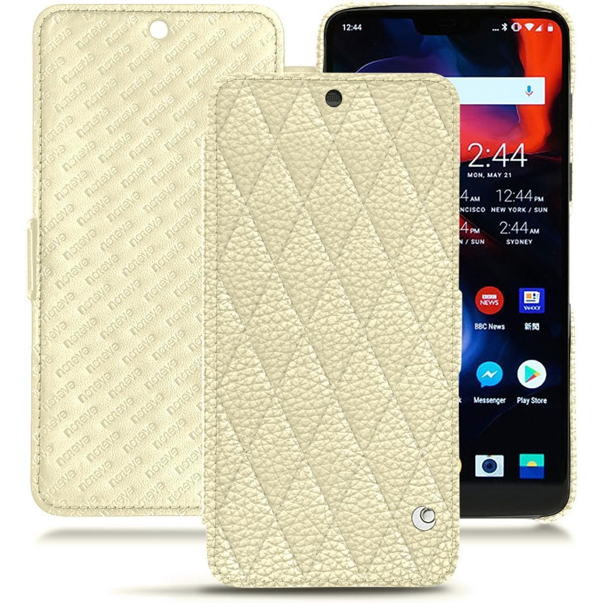 Noreve Lederschutzhülle horizontal (OnePlus 6), Smartphone Hülle, Weiss