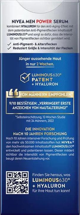 Nutritional values and ingredients NIVEA MEN Anti-Age Power Serum (30 ml)