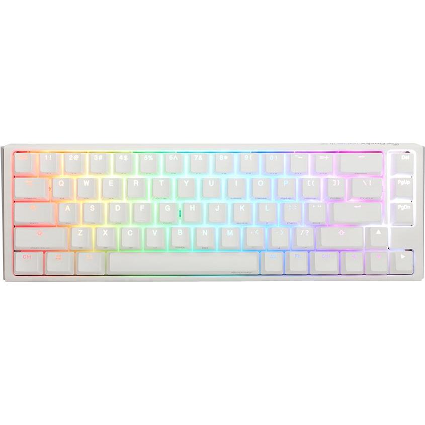 Ducky One 3 Classic Pure White SF Gaming Tastatur, RGB LED - MX-Silent-Red (US) (US, Kabelgebunden), Tastatur, Weiss